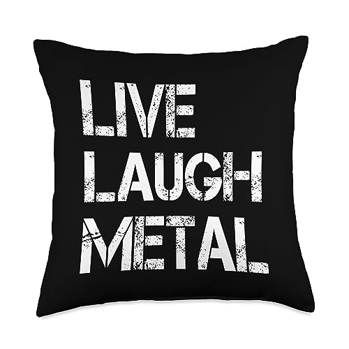 Metalhead Thrash Metal Hardcore Metalcore Funny Metalhead Headbanger Live Laugh Metal Throw Pillow, 18x18, Multicolor