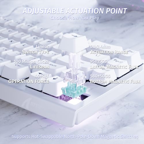 Image of ATTACK SHARK X68 HE RT Mechanical Gaming Keyboard 60% Wired TKL-White | Adjustable Actuation,Hall Effect Magnetic Switch,8KHz Polling Rate,RGB Backlit,Top Mount, Web Driver for PC Mac Esport Gamer