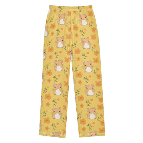 Pajama Pants Little Hamsters Flowers PJ Bottoms Sleepwear Lounge Sleep Pant with Pockets