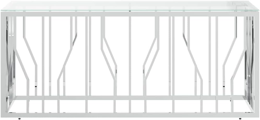 vidaXL Coffee Table, Accent Side Table, Couch Sofa Table for Home Living Room Office, End Table, Modern Style, Stainless Steel and Glass