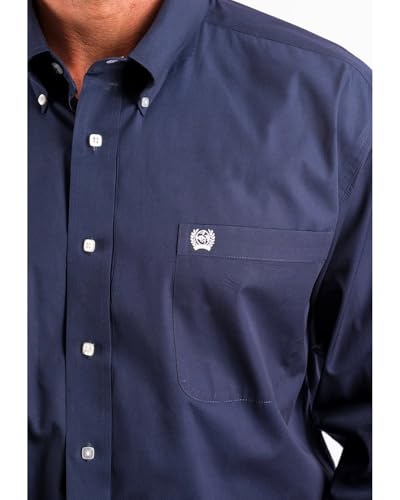 Cinch Western Shirt Mens Long Sleeve Open Pocket Logo Navy MTW11046672