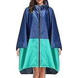 Zilosconcy Regenjacke Herren Fahrrad Damen Patchwork 100% Wasserdicht Atmungsaktiv Leicht Regencape Fahrrad Lang Zum Wandern, Reiten, Outdoor Regenschutz Wiederverwendbar mit Tasche