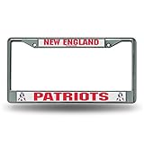 Rico Industries NFL New England Patriots Retro 12' x 6' Silver Chrome Frame W' Decal Insert Car/Truck/SUV Auto Accessory