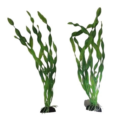 قطعتان من نباتات حوض السمك الاصطناعية، نباتات بلاستيكية لتزي...