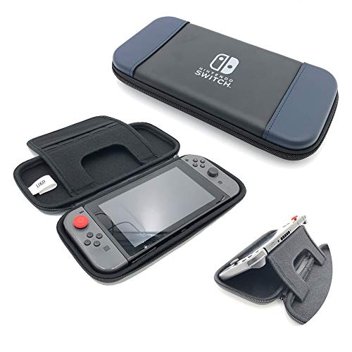 Hosoncovy PU Leder Tragetasche Reisetasche Aufbewahrungstasche Schutzhülle mit Ständer und 5 Spielkartensteckplatz für Nintendo Switch Console Cover