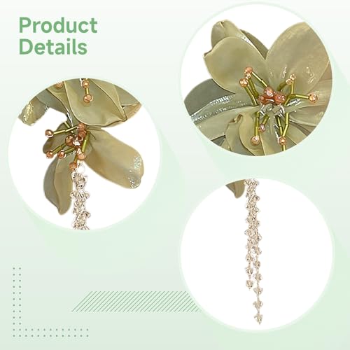 Pendientes de borla de flores con cristal artificial premium 4