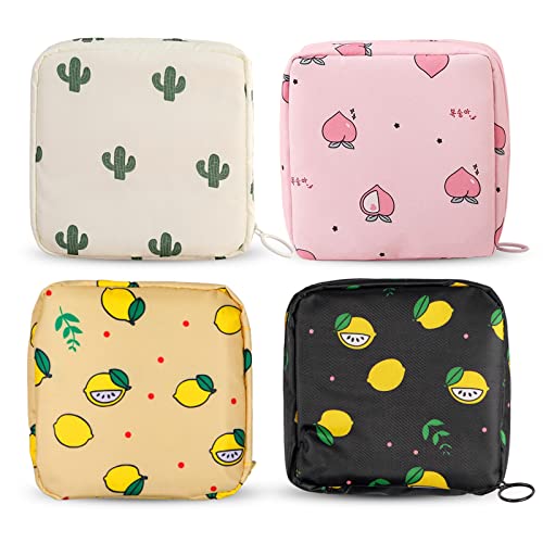 Image of Sanitary Napkin Storage Bag,Portable Sanitary Napkin Storage Pouch Pack of 4 Reusable Menstrual Cup Pouch with Zipper 4.7x4.7 inches Teen Feminine Products Bag for Girls,Women,Ladies (Peach)