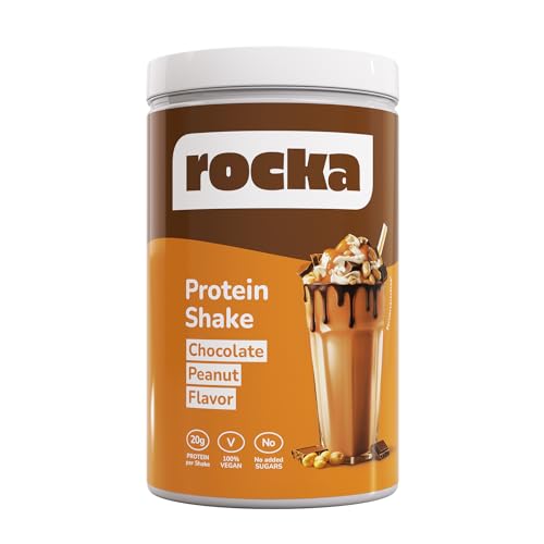 Rocka Nutrition Protein Shake veganes Proteinpulver | Pflanzliches Protein Pulver mit 20 g Protein pro Portion | Multikomponentenprotein | 100% Geschmack (1000 g, Chocolate Peanut)