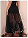 Verdusa Women's Plus Size Lace Mesh Sheer Maxi Skirt Flowy Flared High Waisted Tulle Skirts Black XX-Large Plus