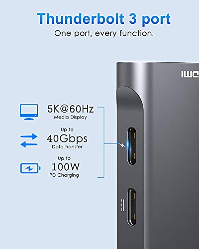 Usb C Hub Adapter For Macbook Pro 2020, Multiport Macbook Pro Usb Adapter Hdmi Macbook Pro Dongle With 4K Hdmi, 2 Usb 3.0, Tf/Sd, Usb-C 100W And Thunderbolt 3 For Macbook Pro Air #TOP2