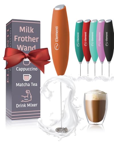 Elementi Handheld Drink Mixer and Frother (Orange)