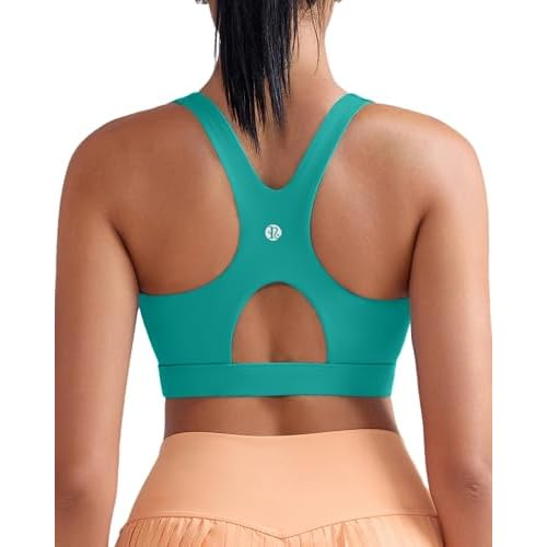 RUNNING GIRL Sports Bras for Women High Support,Racerback Molded Cup Sports Bra with Sewn in Pads A-bright Green Medium