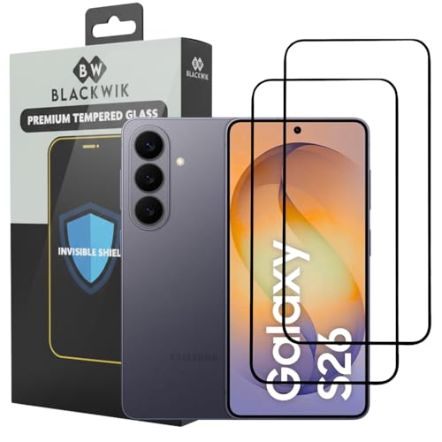 Image of Blackwik Premium Tempered Glass Screen Protector for Samsung Galaxy S26 with Edge-To-Edge Protector Coverage | Easy Installation Kit (Black) (Pack Of 2)