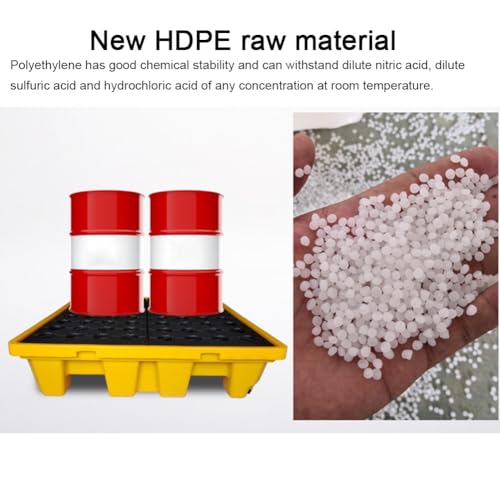 Bac d'égouttement robuste en polyéthylène pour fûts avec bonde – Empilable – Pour seaux de peinture, capacité de charge 300–1200 kg, idéal pour une utilisation industrielle