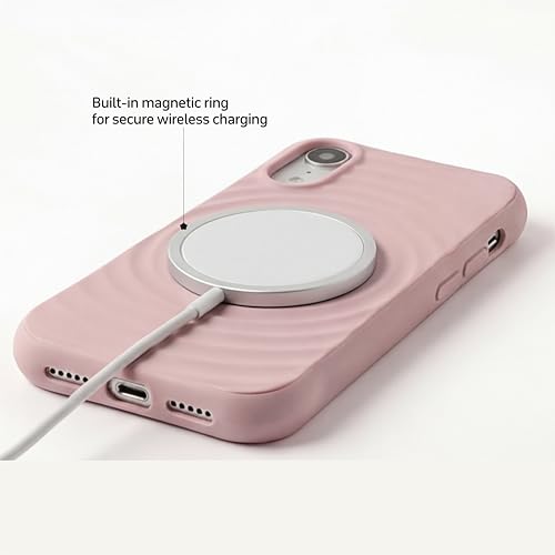 Image of amazon basics Shockproof Case for iPhone XR | Ripple Pattern | Camera Protection | Protective Cover with Enhanced Grip & Wireless Charging Support - Baby Pink