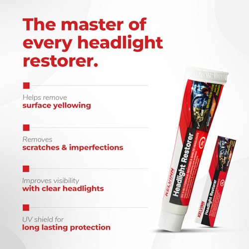 Image of Kelvinn Headlight Restorer 100g,Removes Yellowing, Fades & Scratches, Restores Clarity & Shine for Car and Bike Headlights, Improves Night Visibility (Pack of 5)