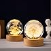MARZIUS Flower Crystal Ball Night Light, 2.4 inch Glass Ball Night Lamp with Woodern Base (Yellow Daisy)
