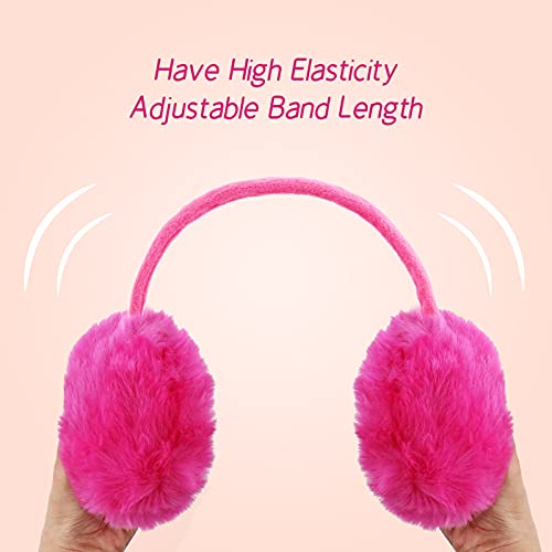 Women Winter Earmuffs Girl Ski Adjustable Ear Covers For Kid Cute Bow Ear Warmer Outdoor Earmuff Fleece Lining (C-Rose, One Size) #TOP2