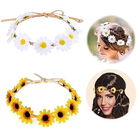 GWAWG 2Pcs Adjustable Daisy Flower Headband Cover