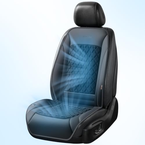 Image of Coverado 8 Cooling Fans Car Seat Cover, 2026 New Upgrade 12V-24V Ventilated Cushion, Cool Protector for Car SUV Pickup Universal Fit, Jet Black