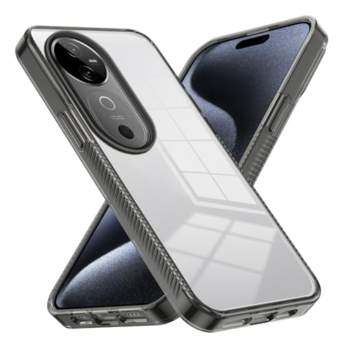 Carcasa de telefono Crystal Clear compatible con Vivo V40 (5G), PC de acrílico duro, cubierta trasera protectora ultrafina, cubierta antiarañazos, absorción de golpes, compatible con Vivo V40 5G(Svart