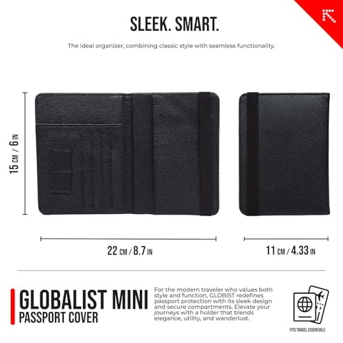Image of FATMUG Passport Holder Cover - Travel Wallet Organizer - Unisex Portable Sleeve, Leather - Black