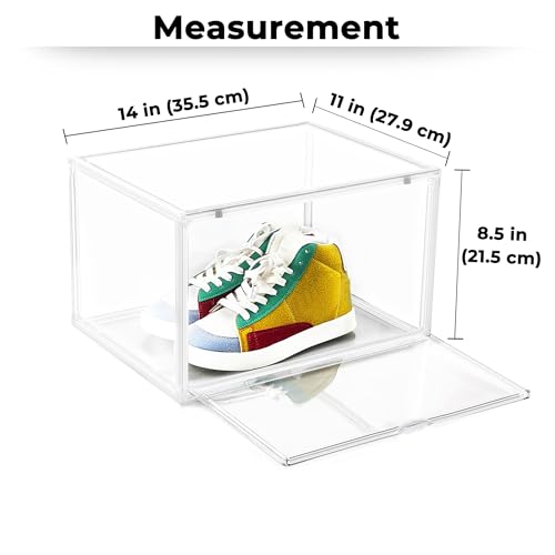 Image of Story@Home Stackable Sneaker Box Transparent - Pack of 1 | Clear White Shoe Storage Box for Sneakers Fits Upto Size 13 | Dustproof Sneaker Display Case Organizer | DIY Space-Saving Shoe Organizer