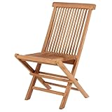 MR. DEKO Langton Fauteuil Pliant Teck Massif | Chaise de Jardin sans...