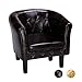 Produktbild CCLIFE Chesterfield Sessel Loungesessel mit Hocker Clubsessel Cocktailsessel Ledersessel Braun/Weiss/Gold, Variante:002 Braun