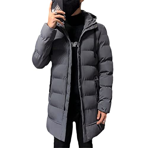 Manteau long en duvet épais Haitpant pour homme, coupe ajustée et élégance urbaine en gris M