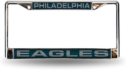 Rico Industries NFL Philadelphia Eagles Green Chrome Laser License Frame 12" x 6" Laser Cut Chrome Frame - Car/Truck/SUV Automobile Accessory