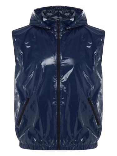 Chaleco de trabajo azul con capucha impermeable para hombre