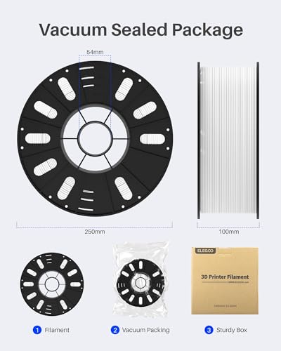 Image of ELEGOO PLA Filament 1.75mm Black 3KG, 3D Printer Filament Dimensional Accuracy + /- 0.02mm, 3KG Large Spool(6.6lbs) Fits for Most FDM 3D Printers