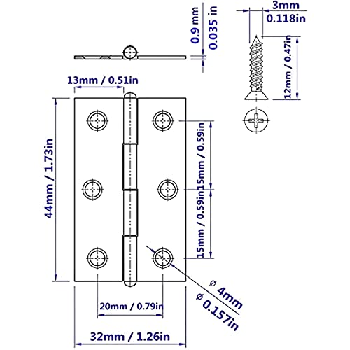 Image of 2 Inch Stainless Steel Hinges for Wood Box Crafts, 20 Pack