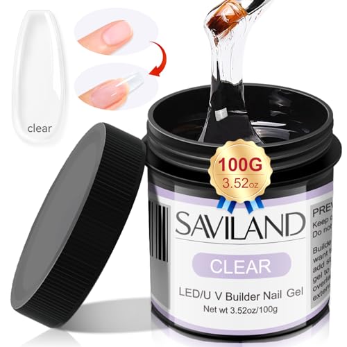 SAVILAND Builder Gels - 100g/3.5oz Large Capacity Clear Hard Gel for Nails, Nail Extension Gel for Nail Strengthen DIY Nail Art Manicure