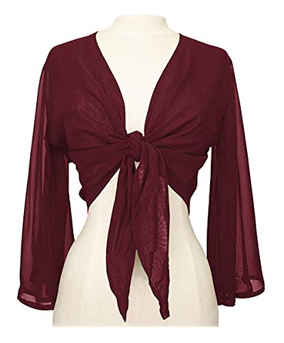 Image of Indian Trendy Women's Chiffon Flair Wrap Tie Top Choli Blouse Belly Dance Gypsy (One Size, Maroon)