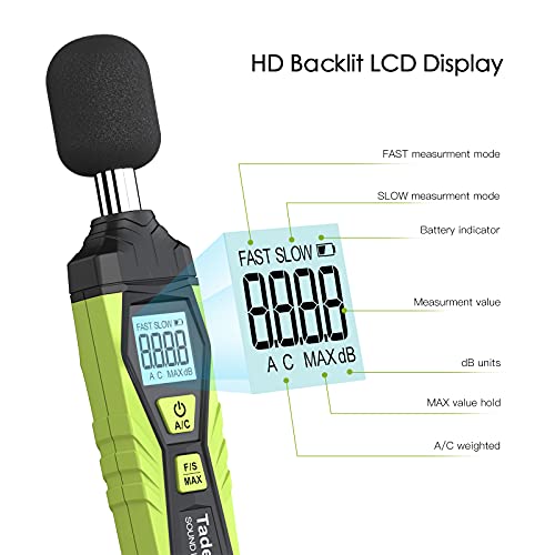 Tadeto T011 Decibel Meter, Tadeto Digital Sound Level Meter Portable Spl Meter 30Db To 130Db Max Data Hold thumb #2