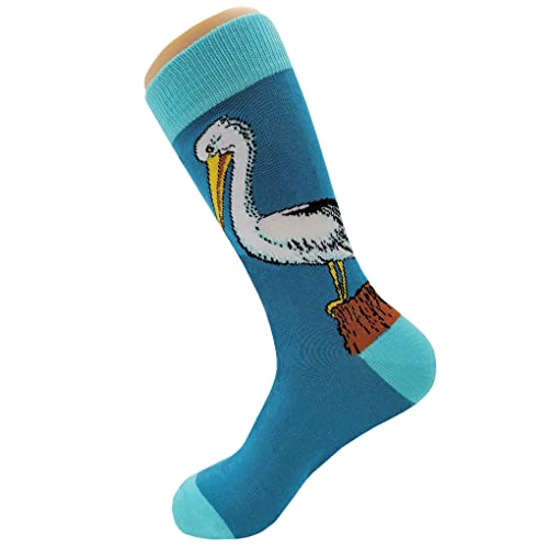 Pelican Dress Socks Funny Novelty Crazy Fun Design Men Size 8-12 Cotton Casual Crew Colorful Funky Fancy Socks Gift for Men3