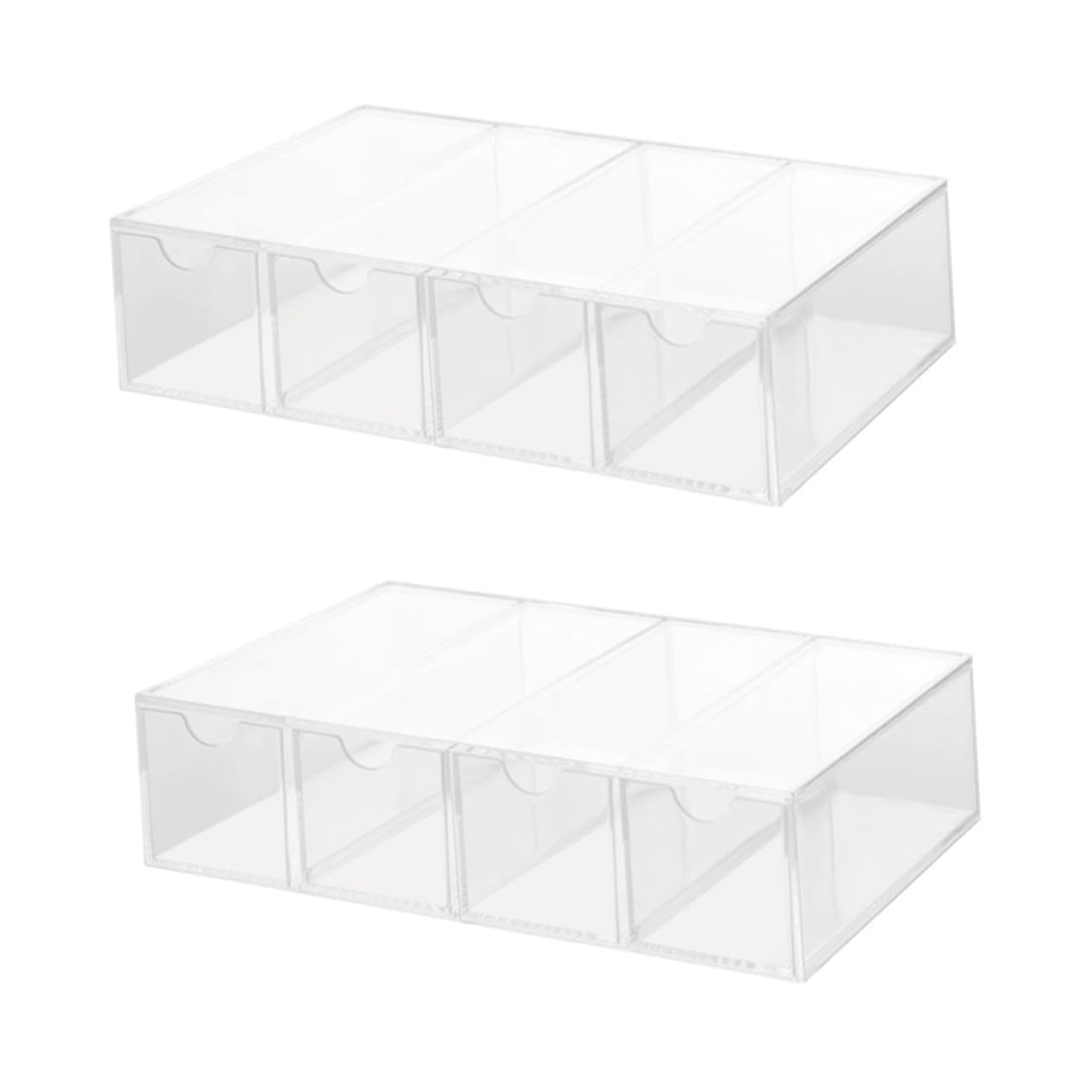 Baluue Caja Organizadora Transparente para Gafas de Sol 2 Unidades 4 Capas y Cajones, Material PS Resistente y Diseño Sencillo para Uso Personal en Casa