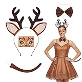 Facile à utiliser et à assortir : le serre-tête a une bande élastique, adaptable à différentes tailles de tête des filles et des femmes. Nœud papillon avec élastique facile à mettre, queue avec bouton. Il suffit d'activer le tatouage du visage avec de l'eau et de le coller - Pas besoin de colle
