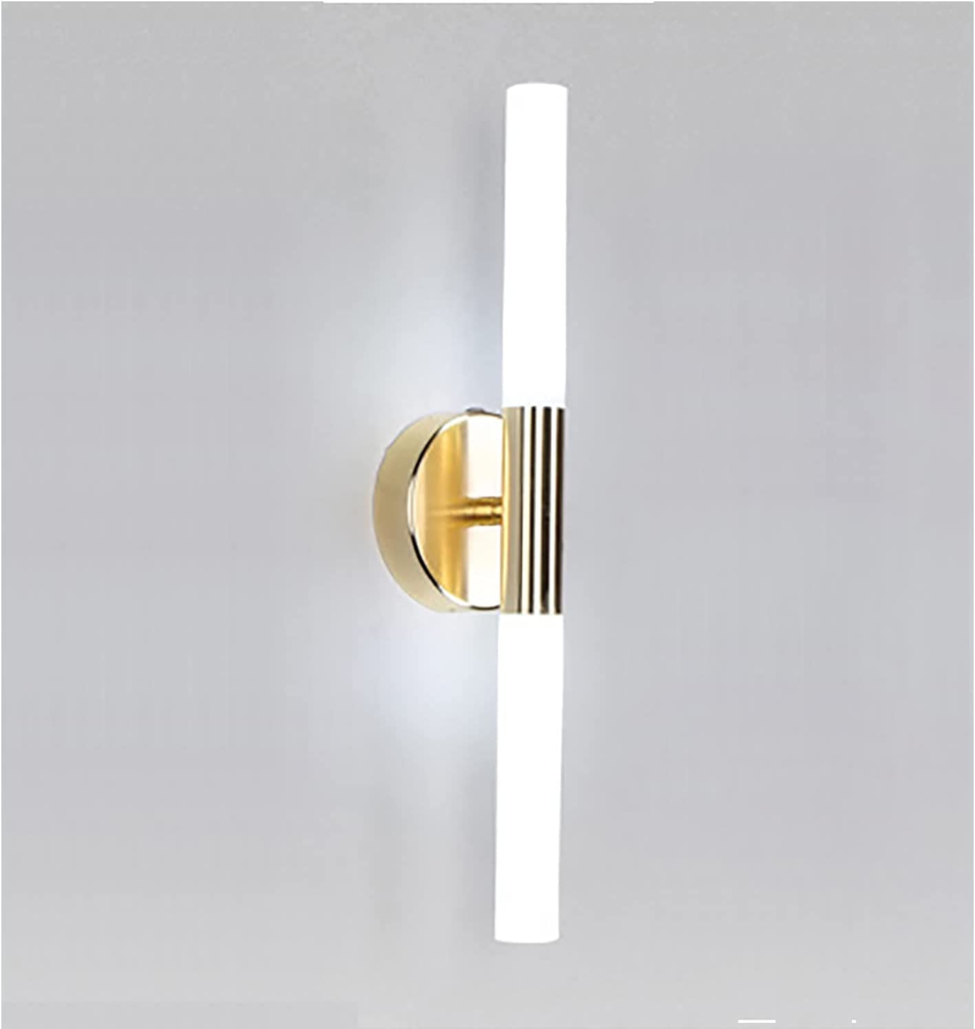 Samnuerly Nordic golden wall lamp bedroom bedside lamp living room background wall lighting simple modern LED bathroom mirror front lamp(Color:White light)