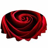 AOYEGO Rose Red Table Cloth Flower Bloom Romance Sweet Love Nature Round Tablecloth 60 Inch for Dini