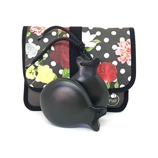 Castañuelas PALI color NEGRO con DOBLE CAJA. Ideal para el aprendizaje. (Funda Flores y Lunares)