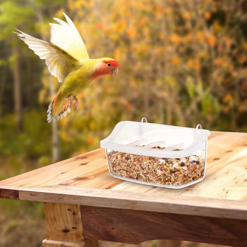 Luxshiny 2 Pack Outdoor Bird Cage Feeders with Transparent Plastic Bowls Easy Clean Parrot Food Holder for Pet Birds Like Parakeets and Cockatiels — view 8