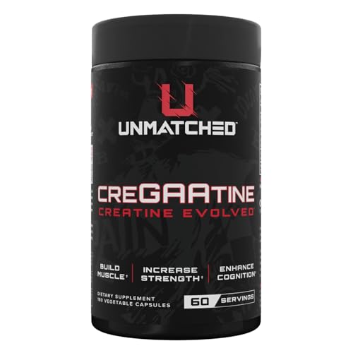 Unmatched CreGAAtine Optimized Creatine | Creatine Monohydrate + GAA (Guanidinoacetic Acid) | Muscle Build Strength Recovery | 180 Capsules 60 Servings (Unflavored)