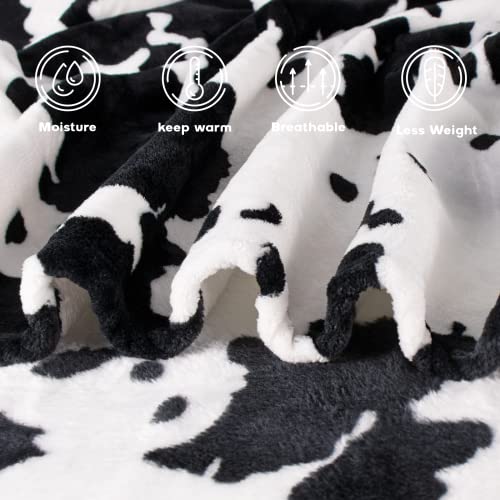 Cow Print Blanket Twin Size Plush Fleece Fuzzy Lightweight Warm Cow Blanket Soft Microfiber Flannel Cozy Cow Print Throw Blanket Couch Bed Sofa All Seasons 60 X 80 In Black And White Cow Gift #TOP2