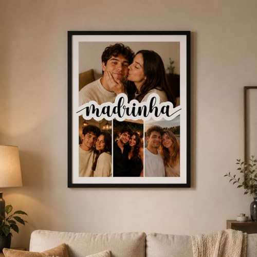 Image of Personalized Couple Photo Frame with Name Custom Collage Picture Frame for Couples Romantic Gift for Girlfriend Boyfriend Wife Husband Wall & Table Decor