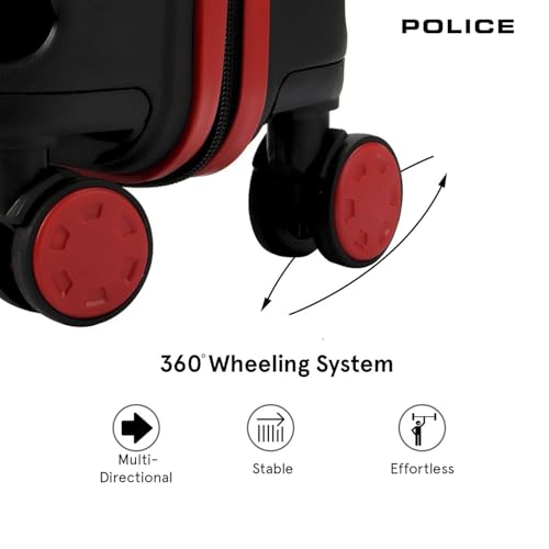 Image of Police Primex Bi-Color Trolley Bag | Hard PP Check-in Suitcase with TSA Lock & 8 Spinner Wheels | Lightweight Travel Luggage for Men & Women | Black /Red (Set of 3)