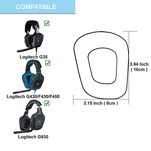 Almohadillas para auriculares de repuesto para Logitech G35, G935, G933S, G933, G930, G635, G633S, G633, G533, G433, G432, G431, G430, G332, G233, G231, G230 - Almohadillas de tela de malla y espuma viscoelástica - Rojo/Negro miniatura 6