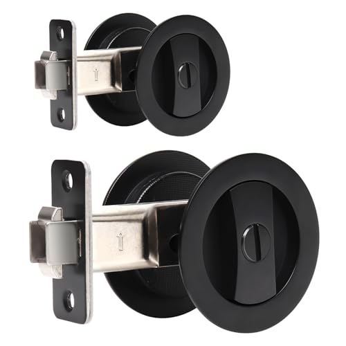 Dontay 2 Pack Pocket Door Privacy Lock (2-3/8" backset, 1-3/8–2-3/16" door thickness) Matte Black